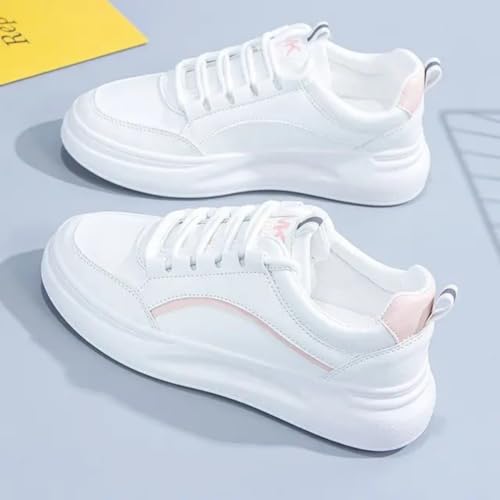 Image of Women & Girls White Stylish Design Lace-up Lightweight and Comfortable Shoes for Parties, as Well as Gym Casual Sports Sneakers Shoes