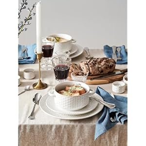 LE TAUCI Soup Bowls with Handles, 20 oz French Onion Soup Crocks, Stackable Soup Bowl Oven Safe for Chili, Beef Stew, Embossment Ceramic Bowl Set - 5.4 Inch, Set of 4, Arctic White LE TAUCI Soup Bowls with Handles 20 oz French Onion Soup Crocks Stackable Soup Bowl Oven Safe for Chili Beef Stew Embossment Ceramic Bowl Set 54 Inch Set of 4 Arctic White