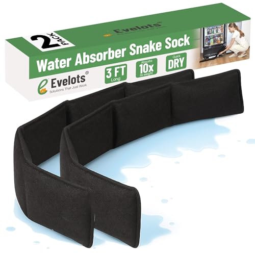 Image of Evelots 2-Pack Water Absorber Snake Socks, 3-Ft Reusable Leak Barriers | Reusable water socks absorb up to 10 times their weight to help contain leaks & spills near doors, windows, tubs & basements.
