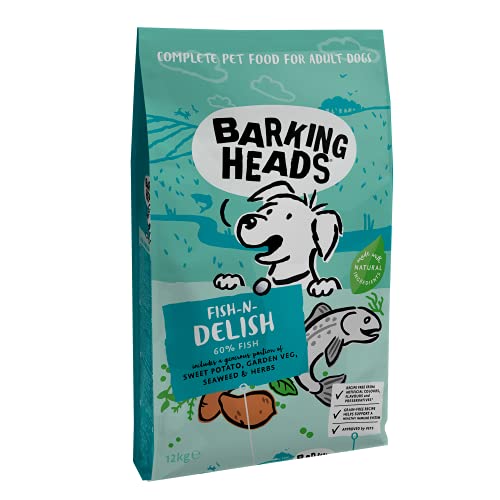 Barking Heads Dry Dog Food - Fish 'n' Delish - 100% Natural Salmon and Trout with Hypoallergenic Ingredients, Grain-Free Recipe, 12 kg Cover