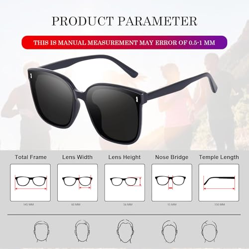 Image of IFLASH Oversized Polarized Square Sunglasses for Women Men Vintage Glasses with Flat Lens Fashion Stylish Shades