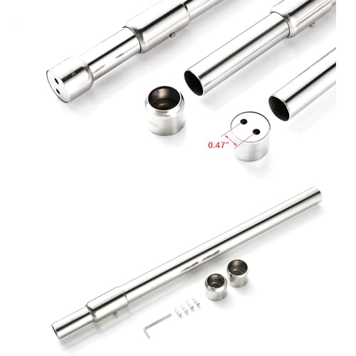 Autuwintor Hanging Closet Rod Heavy Duty with End Caps Adjustable Closet Rod 16-26 Inches Stainless Steel Silver Quantity-1pcs — view 3