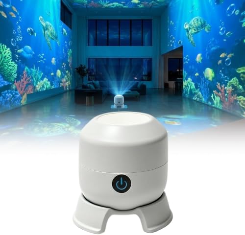 5D Holographic Night Light Projector Dynamic Rotating 5D Projector Light 360 Rotating Ocean Wave Night Projection Night Light Multi-Angle Projection Base for Meditation Bedroom (Ocean)