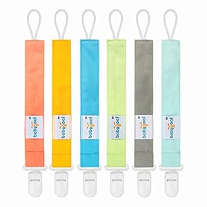 Babygoal Neutral Pacifier Clips, 6 Pack Binky Paci Holder and Leash for Boys and Girls Fits for Most Pacifier, Binkie…