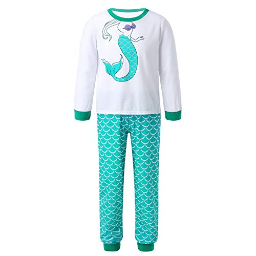 YiZYiF Conjunto de 2 Piezas de Pijamas de Sirena para Niñas Top con Manga Larga y Pantalones...