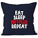 Produktbild MoonWorks Kissen-Bezug Eat Sleep Netflix Repeat Kissen-Hülle Deko-Kissen Baumwolle Navy Unisize