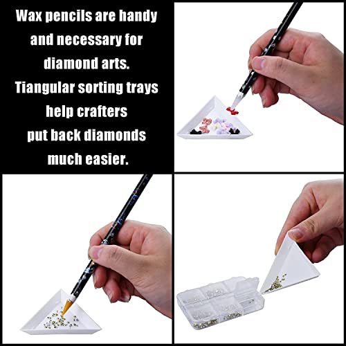 Rhinestone Picker Pen Set 10 Piece Self Adhesive Nail Dotting Wax Pen With 6 Piece Triangular Bead Separator Crystal Pick Up Tools For Nail Art Diamond Painting #TOP3