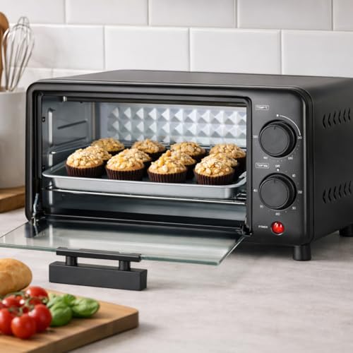 Bakaji Forno Fornetto Elettrico Ventilato Capacità 10 Litri Potenza 800W Temperatura Regolabile Fino A 230°, Multi Funzione Elenti Riscaldanti In Acciaio Luce Interna Funzione Timer (10 Litri) - 3