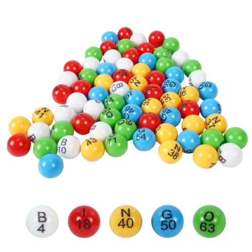 Bingo Balls 75 Pack 0.59 Inch (15mm) Laser Engraved Bingo Balls Set Fade-Resistant Numbers Designed for 8-Inch Bingo Cages 5 Colors 175 Replacement Balls