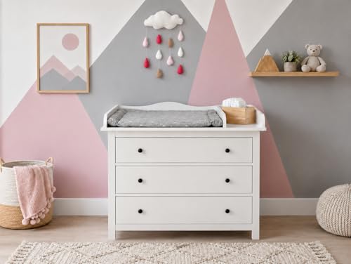 KraftKids Wickelaufsatz weiß für HEMNES 108 cm breite Kommode mit Trennfach