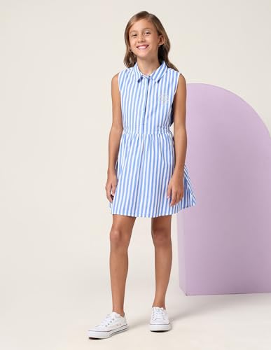 Image of U.S. Polo ASSN. Kids Dress for Girls - 100% Cotton, Sleeveless, Striped Pattern, Casual Girls Dress