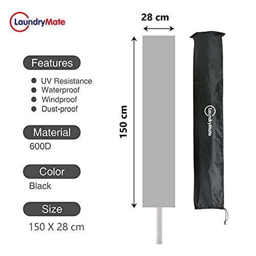 Almineez 50m Rotary Airer Washing Line Cover Waterproof Universal Fit | Garden Rotary Cover Can Be Used as Parasol Cover | Weather Resistant Protection | Oxford Fabric | Windproof Protective Cover - Image 3