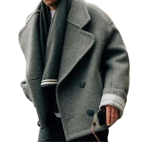Manteau en laine homme à épaules tombantes de coupe structurée gris M