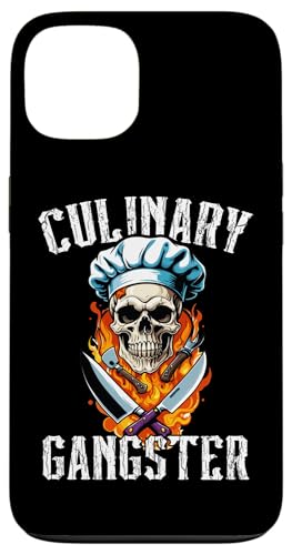 シェフナイフ スカル 料理 ギャングスター ファニー クック スマホケース iPhone 13 用