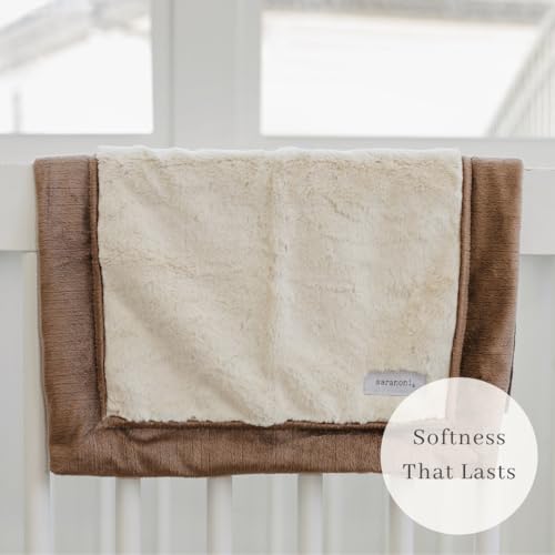 Image of Saranoni Luxury Security Blankets for Babies | Ultra-Soft Lush and Boutique Quality Baby Blanket | Ivory & Gingersnap, Mini - 15 inch x 20 inch
