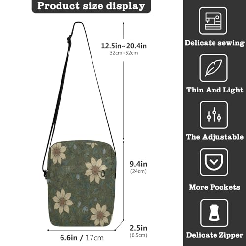 messenger bag crossbody bag men Cross Body Purses Adjustable Strap for Shopping Shopping- William Morris Clematis Pattern3