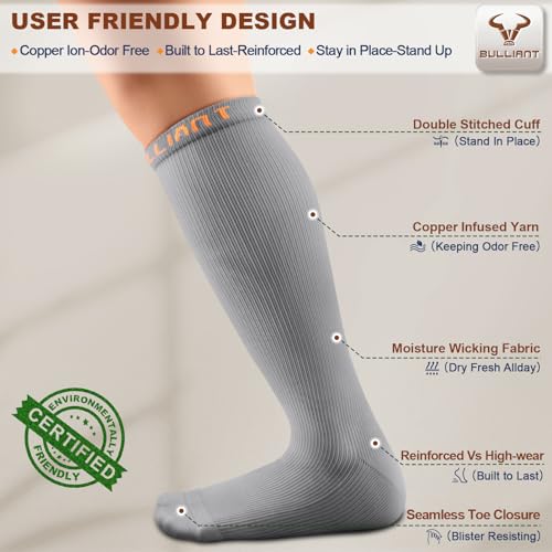 BULLIANT Men's Cushioned Compression Knee High Sports Recovery Socks 3Pack - image 6