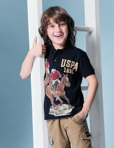 Image of Kids Regular fit Boys Cotton Printed Short Sleeves Polo T-Shirts