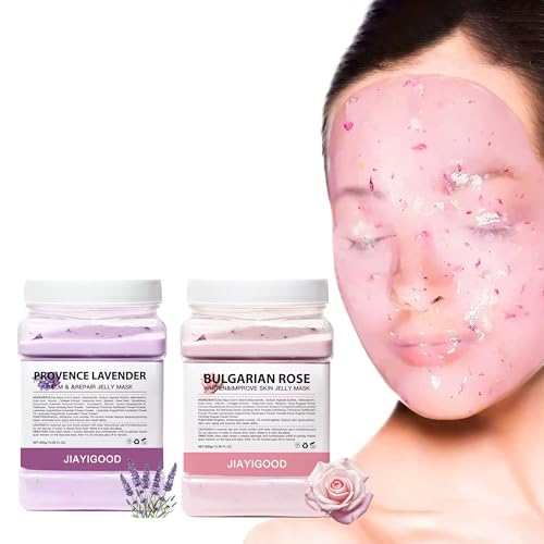 JIAYIGOOD Jelly Mask for Facials Professional Hydrating & Moisturizing Peel-Off Natural Gel Face Mask SkinCare Professional Spa Use Jelly Face Masks Deep Hydration (Lavender+Rose)