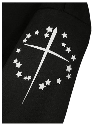 SOLY HUX Men's Fleece Hooded Jacket Star Print Zip Up Long Sleeve Warm Coat Outerwear4