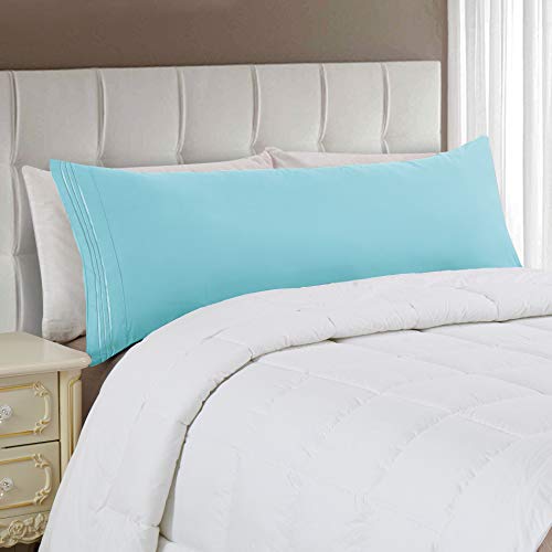 Elegant Comfort Luxury Ultra-Soft 1-Piece Body Pillowcase - 1500 Premium Hotel Quality Microfiber Double Brushed - Wrinkle Resistant, Body Pillowcase Size, Aqua Blue