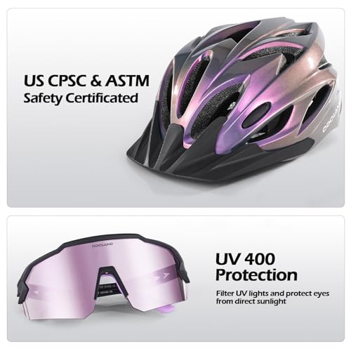 Odoland Adult Bike Helmet and Cycling Sunglasses Set for Men