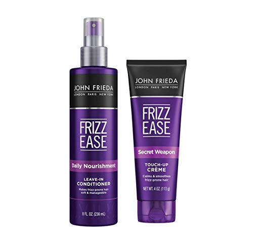 John Frieda Frizz Ease Daily Nourishment Leave-in Conditioner, 8 Ounces With Secret Weapon Touch-Up Crème, 4 Ounces