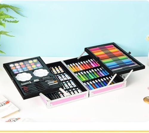 Image of KARP 145 Pcs Children Deluxe Art Drawing Set for Kids Case Studio Art and Craft Supplies Drawing and Painting Set Great Gift (Unicorn Design-Pink)