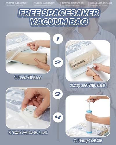 wepadre Travel Backpack with Vacuum System Vacuum Backpack Travel with Pump Easy Vac Pack Backpacks Vacpack Compression Backpacks Mochila de Viaje Compresion al Vacio3