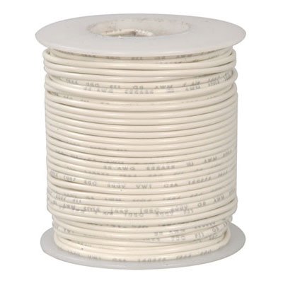 Jameco Valuepro 824-9 UL1007 and UL1569 Rated Stranded Tinned-Copper Hook-Up Wire, 16 AWG, 300V, 100' L, White