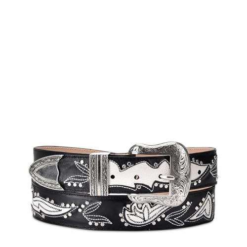 Cuadra Handwoven Black Leather Cowgirl Belt Black CDA29RS