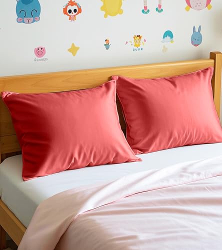 Image of Deep Dream Toddler Pillowcases for 13x18 Pillow 2 Pack, 100% Cotton Travel Pillow Case Cover, 600 Thread Count Cotton Pillow Covers, Soft & Breathable Small Pillow Cases Envelope Closure, Dark Red