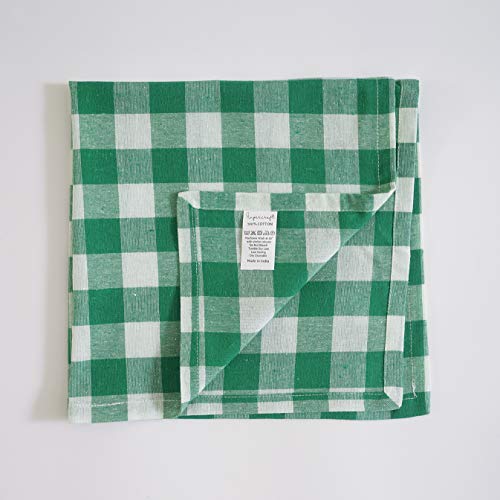 Dinner Napkins, Everyday Use, Premium Quality,100% Cotton Buffalo Plaid, Set Of 12, Size 20X20 Inch, Oversized Cloth Napkins With Mitered Corners, Ultra Soft, Durable Hotel Quality Green & White #TOP5