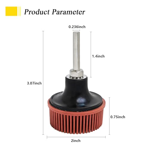 Image of Tools 2 Inch Bristle Disc Bristle Disc Grade - 220# Grit Abrasive Coating Removal Disc for Metal with 6mm Shank Attachment 1set