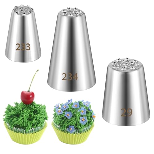 3 PCS Grass Piping Tip Frosting Tips Large Piping Tips for Cake Decorating with 233 234 29 Decorating Tip for Frosting Multi-opening