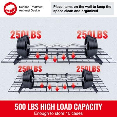 Happybuy Garage Storage Shelving, 2 Pack, 4 x 2 ft Heavy Duty, 500 lbs Load Capacity (Total), Wall Mounted, for Storage Needs