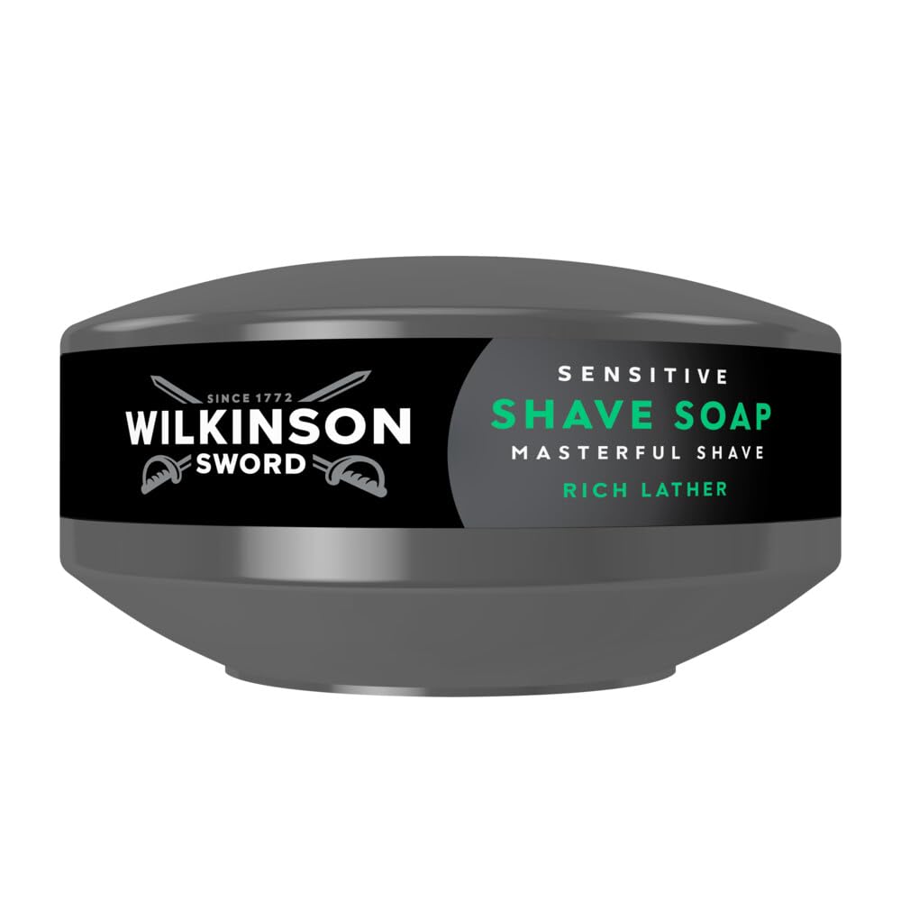 Wilkinson Sword shaving soap for sensitive skin Ideal for men's toiletry bags, home barber kits, shaving soap and bowl for sensitive skin, 1 pack