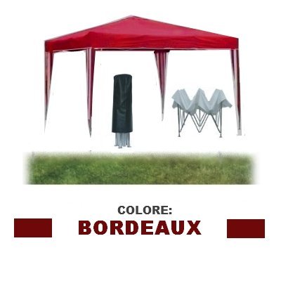 Gazebo pieghevole impermeabile in alluminio 3x3m Bianco/Verde/Bordeaux/Giallo Ocra