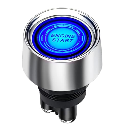 Start Switch 12v DC 50A Blue Car Start Engine Button Stater，Jtron Push Button Light Switch Push Start Ignition Switch for Racing SPST(ON)-Off Momentary (Blue)