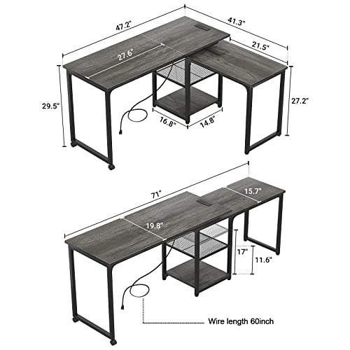 Armocity 360° Rotating L Shaped Desk With Outlets And Usb Ports thumb #7