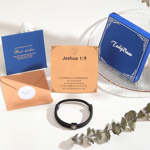 TempBeau WWJD Cross Bracelet for Men - Braided Rope Strand Bracelet Birthday Gift Ideas First Communion Confirmation Christian Baptism Gift for Men with Adjustable Metal,Easter Basket Stuffers for Men - image 3