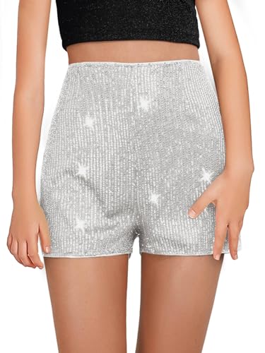 Short à paillettes filles taille haute extensible vêtement fête scintillant 5-14 ans
