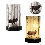 Zinniazen Battery Operated Table Lamp, Cordless Lamps for Home Decor, Battery Powered Nightlight with LED Bulb, Decorative Lights for Living Room Bedroom Tabletop Entryway Centerpiece Gift (Wolf)