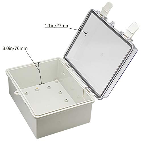Zulkit Junction Box Abs Plastic Dustproof Waterproof Ip65 Electrical Boxes Hinged Shell Outdoor Universal Project Enclosure Clear Cover With 2 Cable Glands 8.7 X 6.7 X 4.3 Inch (220X170X110 Mm) #TOP3