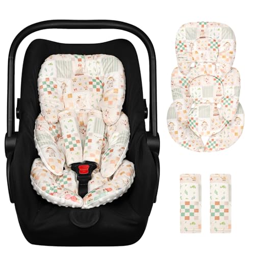Image of Infant Car Seat Insert with 2 Strap Pads, Super Soft Carseat Head and Body Support for Baby Boys and Girls, Reversible Newborn Car Seat Insert Cushion for Strollers, Bouncers, Swing, Elephant | Head & Body Support