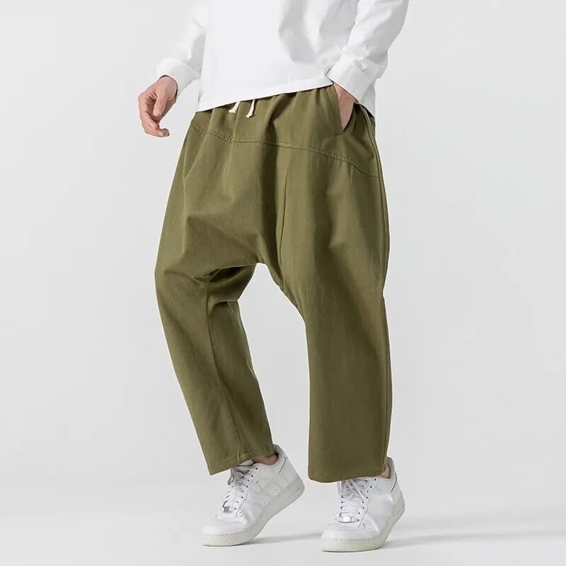 Wide Leg Pants Men's Casual Hip Hop Streetwear Pants Japanese Cotton Linen Loose Trousers2
