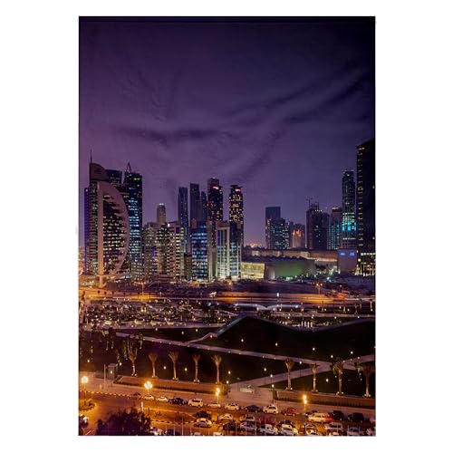 3dRose 22x30 Bath Hand Pool Towel Doha Bay Dusk Qatar