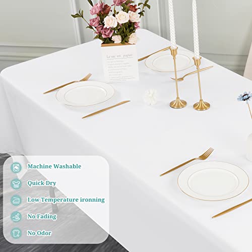 Pesonlook 12 Packs White Polyester Tablecloths 60 x 102 Inch for 6ft Rectangle Tables Washable Rectangular Polyester Tablecloth White Table Cover for Wedding,Banquet,Event,Party - Image 6