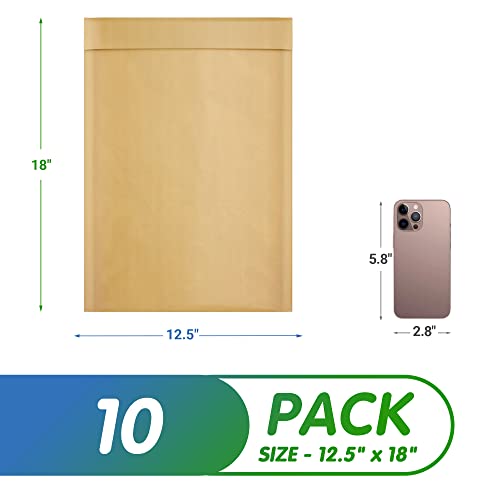 Amiff Kraft Bubble Mailer 12.5 X 18 Inch, Pack Of 10 Brown Kraft Bubble Mailers With Sturdy Adhesive, Waterproof Padded Mailing Envelopes, Laconic Padded Envelopes Self Seal, Opaque Kraft Mailers #TOP1
