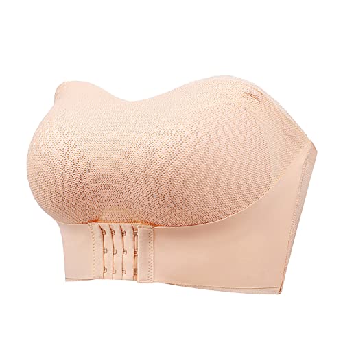 Sujetador sin costuras beige tipo top deportivo con almohadillas talla M
